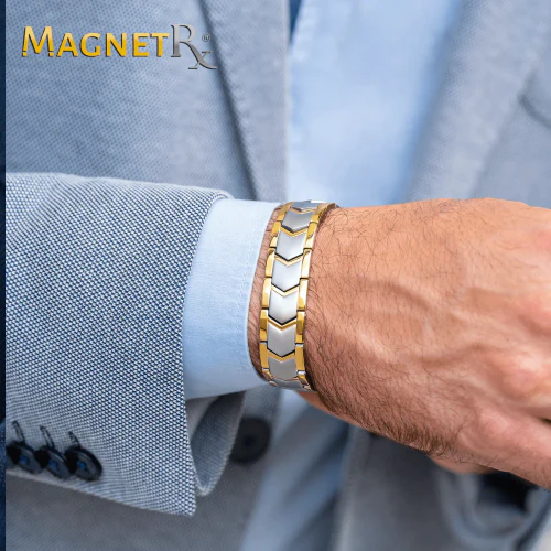 Ultra Strength Silver & Gold Arrow Chain Magnetic Therapy Bracelet - Image 8