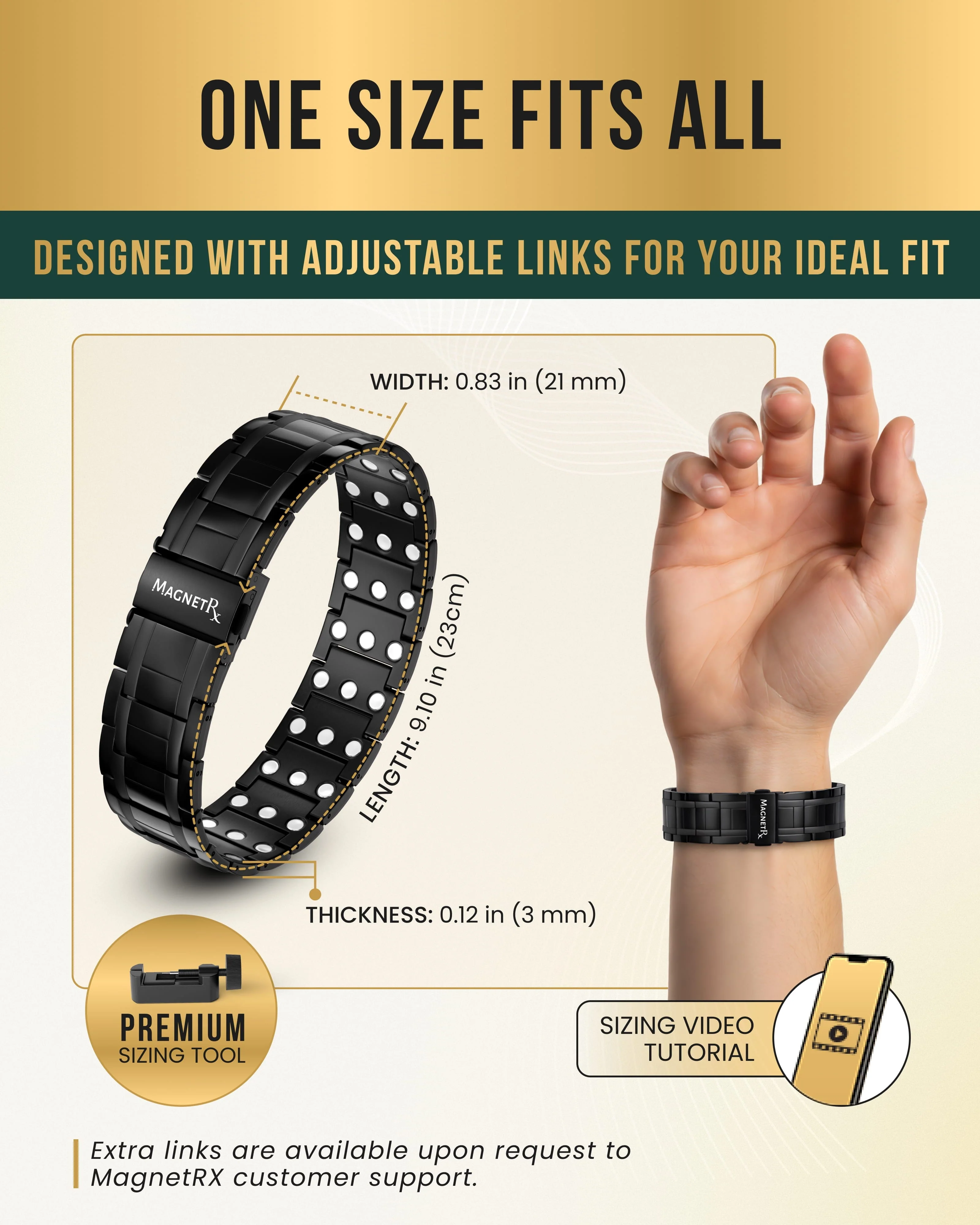 3x Strength Titanium Magnetic Bracelet for Men (Black) - Image 6