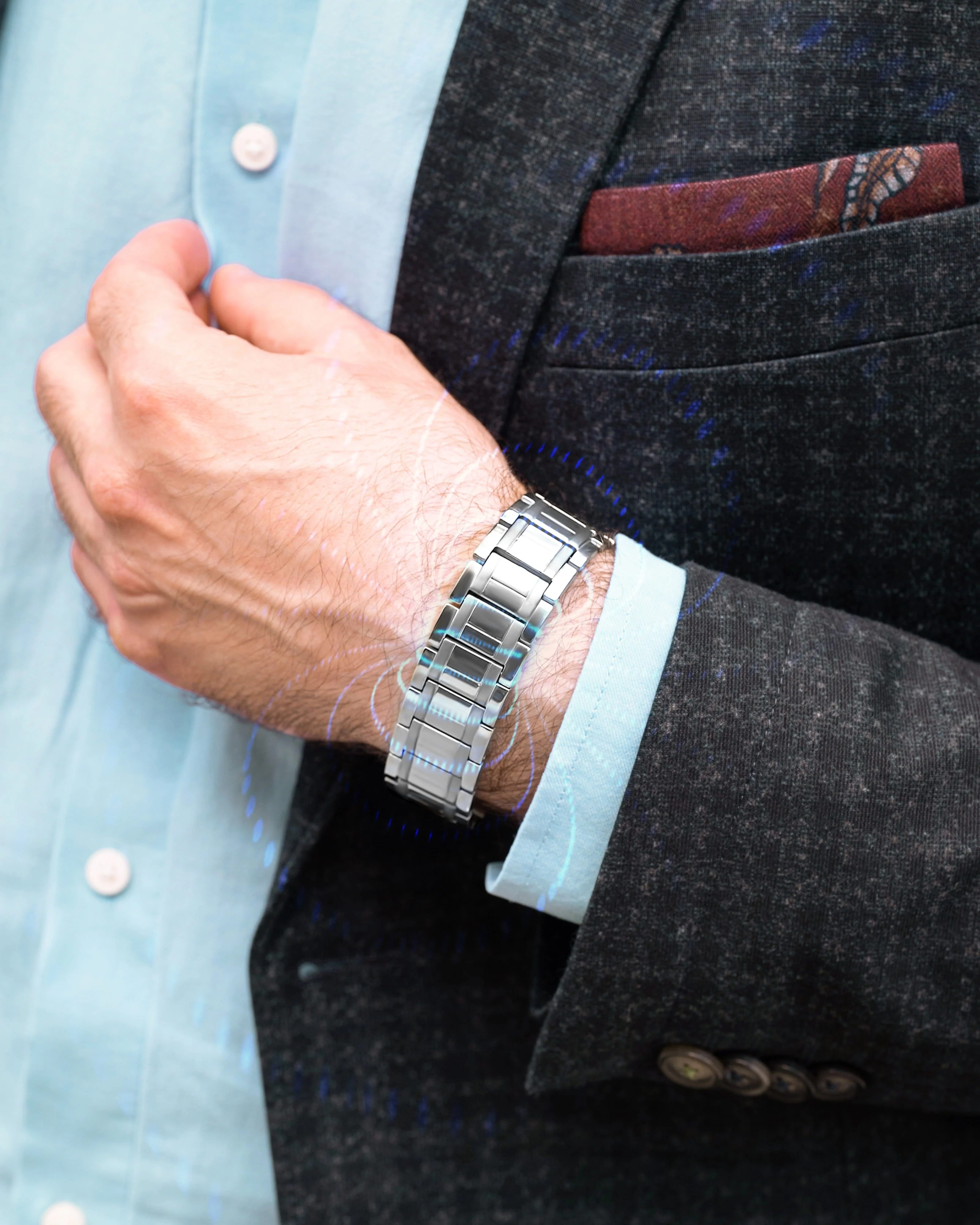 3x Strength Titanium Magnetic Bracelet for Men (Silver) - Image 9