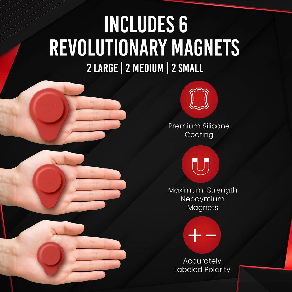 Biomagnetic Therapy Magnet Kit — Neodymium & Silicone (6 Mixed Unit) - Image 4