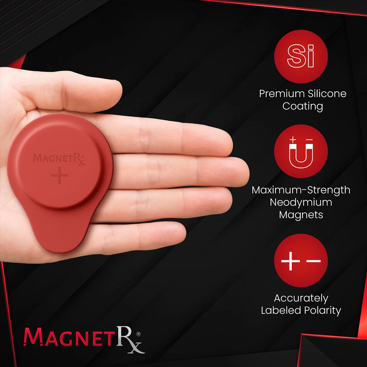 Biomagnetic Therapy Magnet Set — Neodymium & Silicone (2 Large Magnets) - Image 4