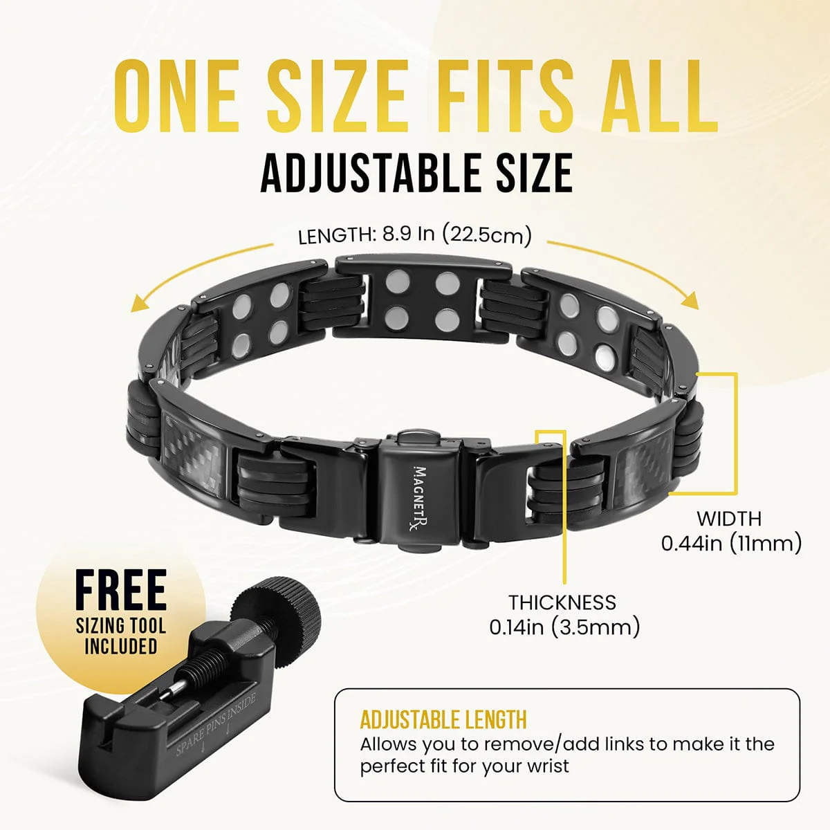 Carbon Fiber Magnetic Bracelet for Men (Black) - Image 5