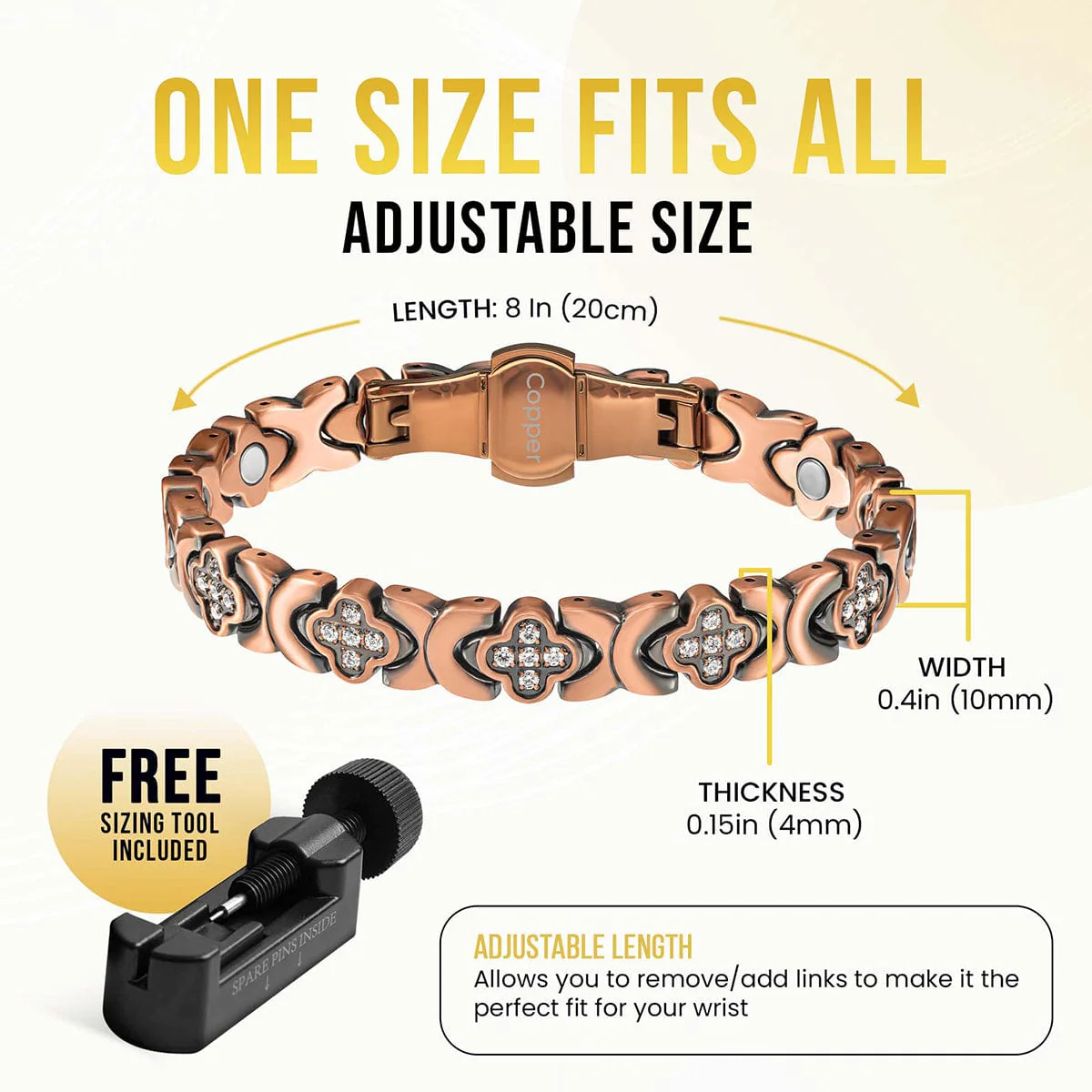 Copper Clover Magnetic Bracelet for Women - Image 5