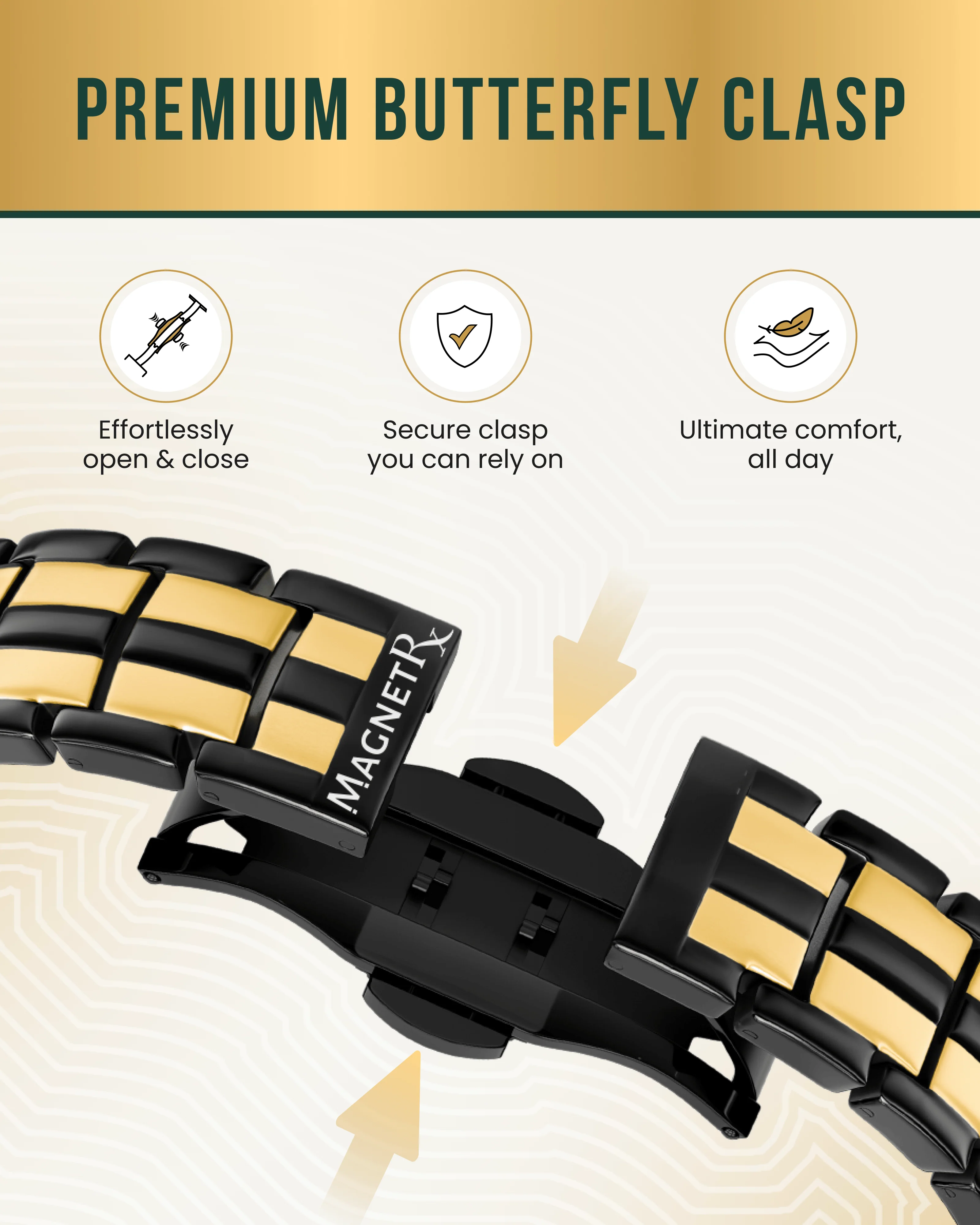 EllipseMAX Magnetic Bracelet for Men (Black & Gold) - Image 4