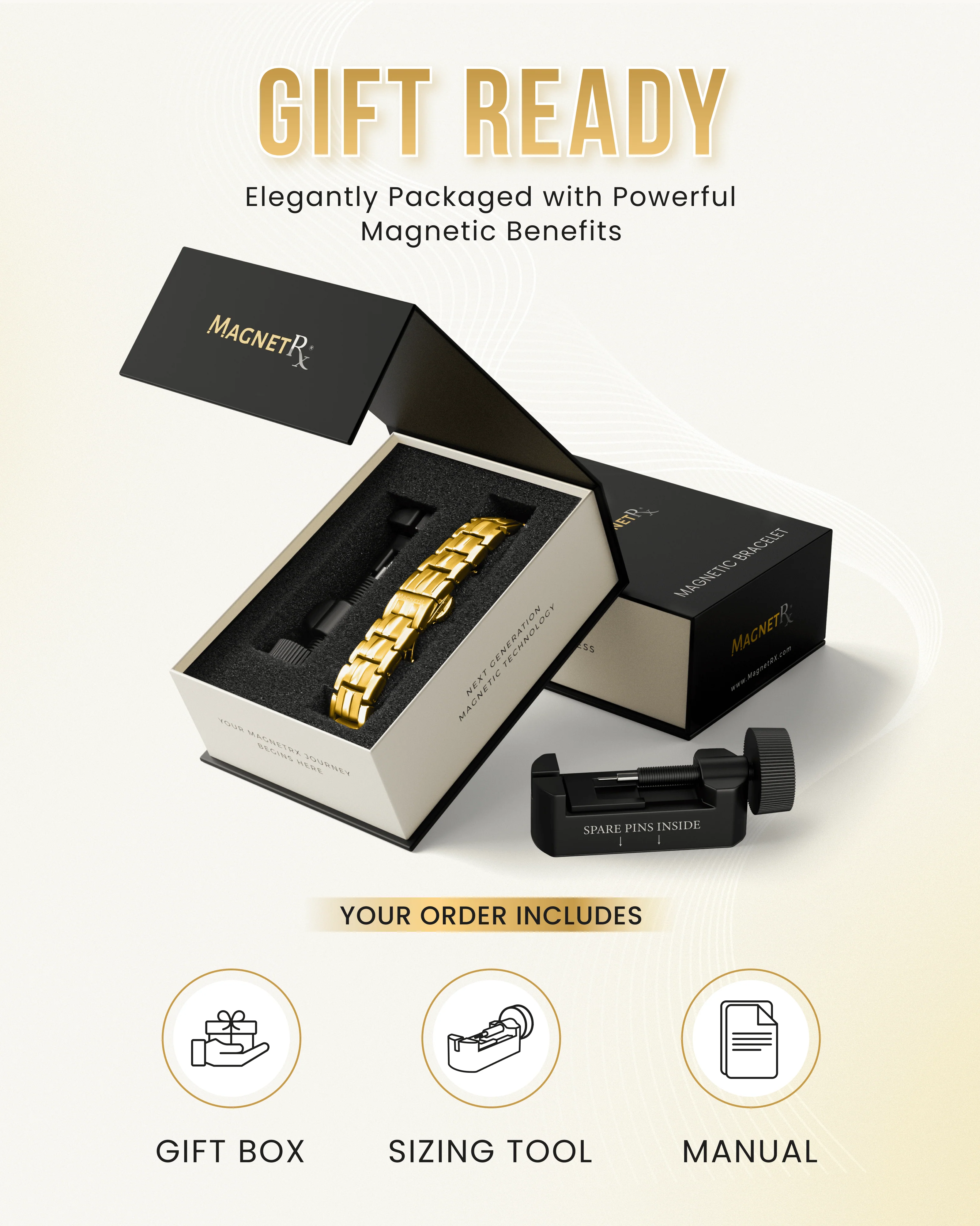 EllipseMAX Magnetic Bracelet for Men (Gold) - Image 6