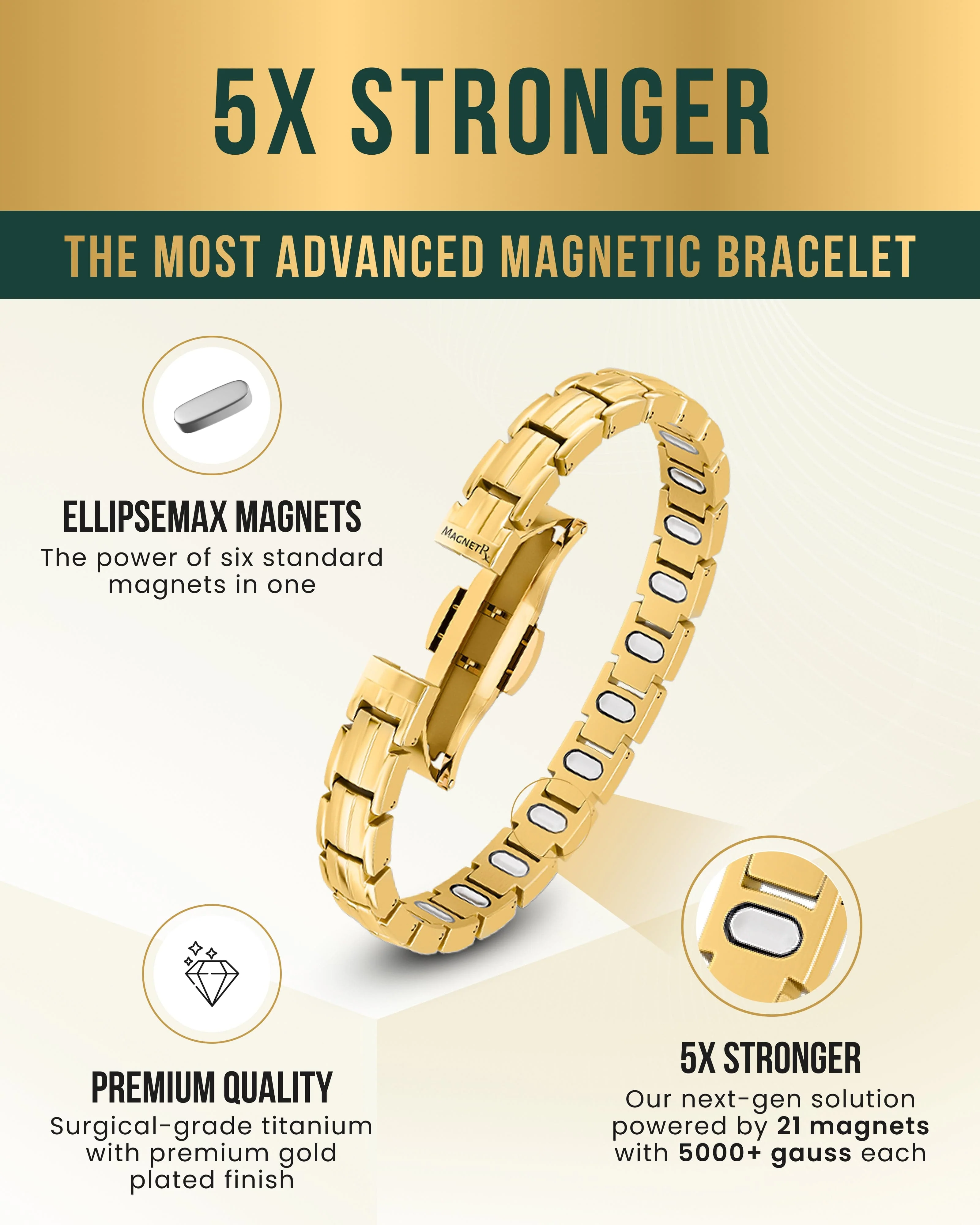 EllipseMAX Magnetic Bracelet for Women (Gold) - Image 3