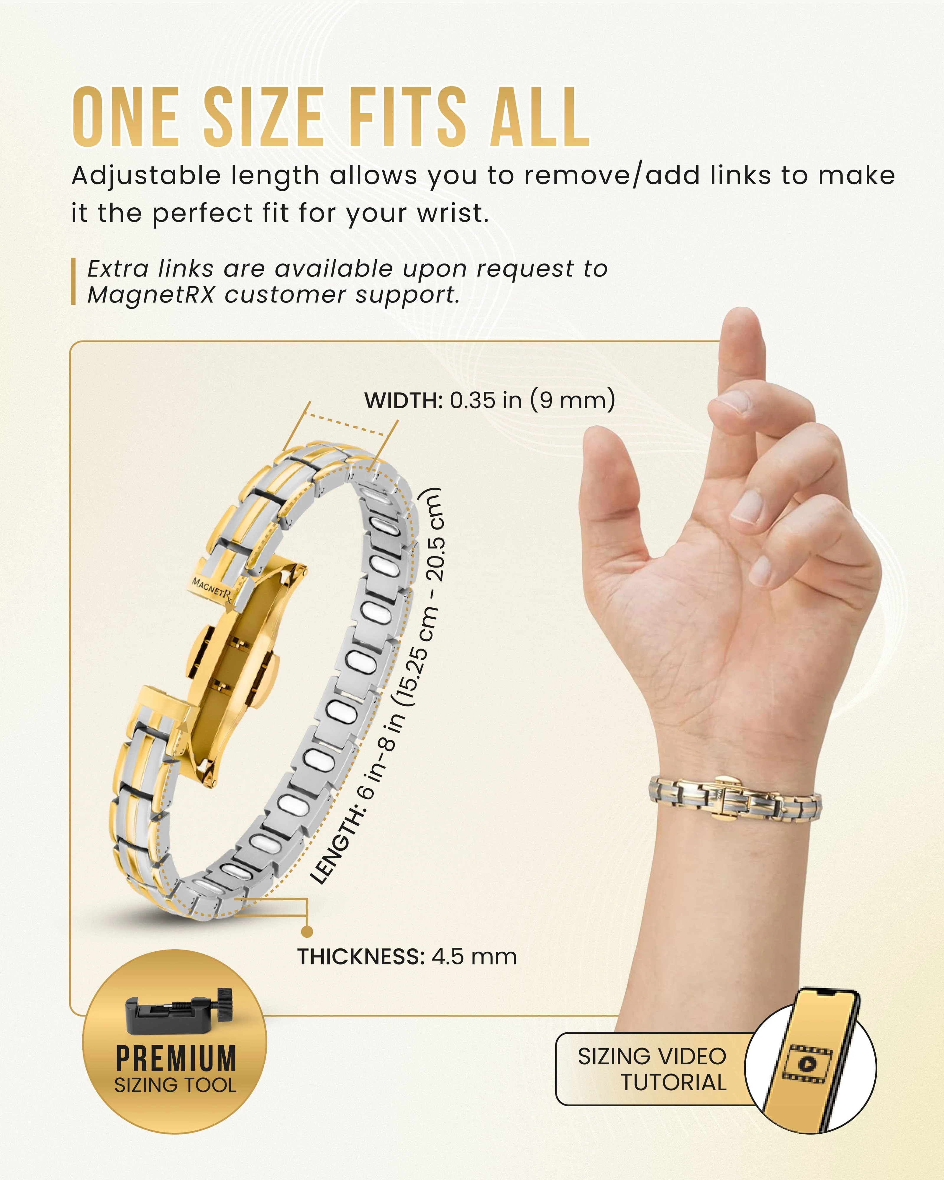 EllipseMAX Magnetic Bracelet for Women (Silver & Gold) - Image 5