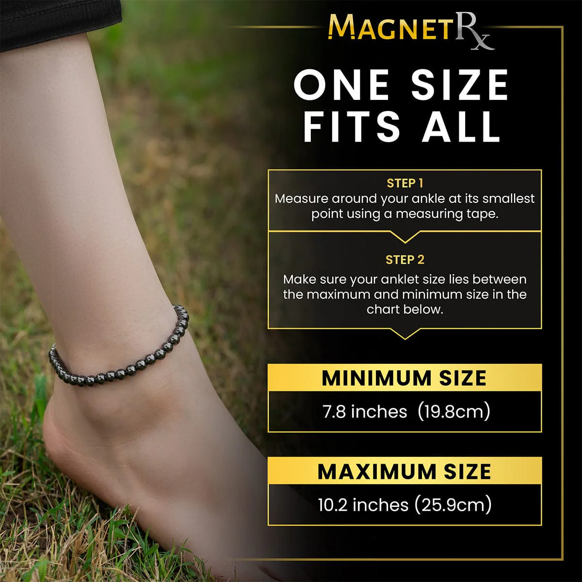 Hematite Magnetic Anklet (6mm Round Beads) - Image 5