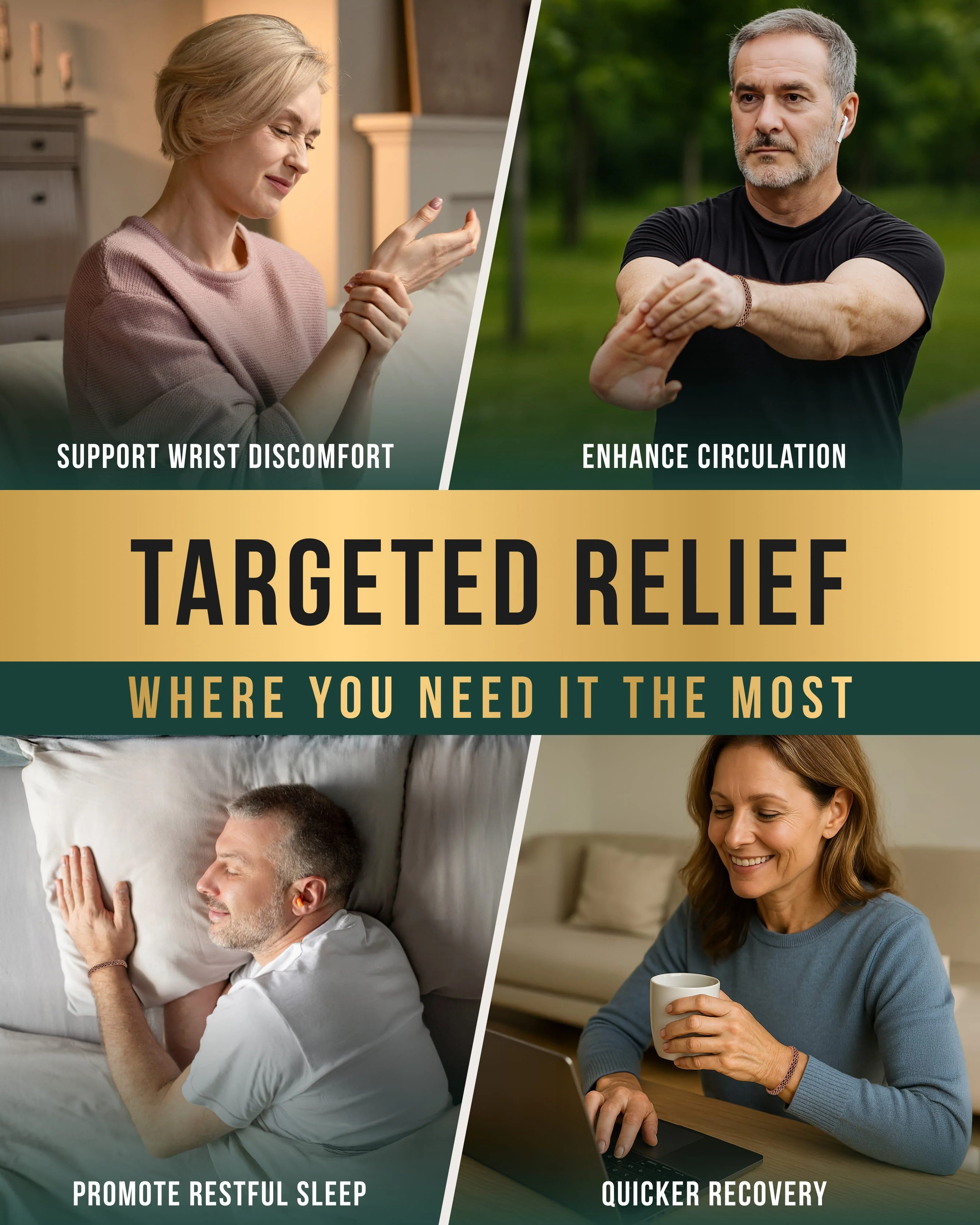 Link Chain Inlay Copper Cuff Magnetic Therapy Bracelet for Men & Women - Image 3