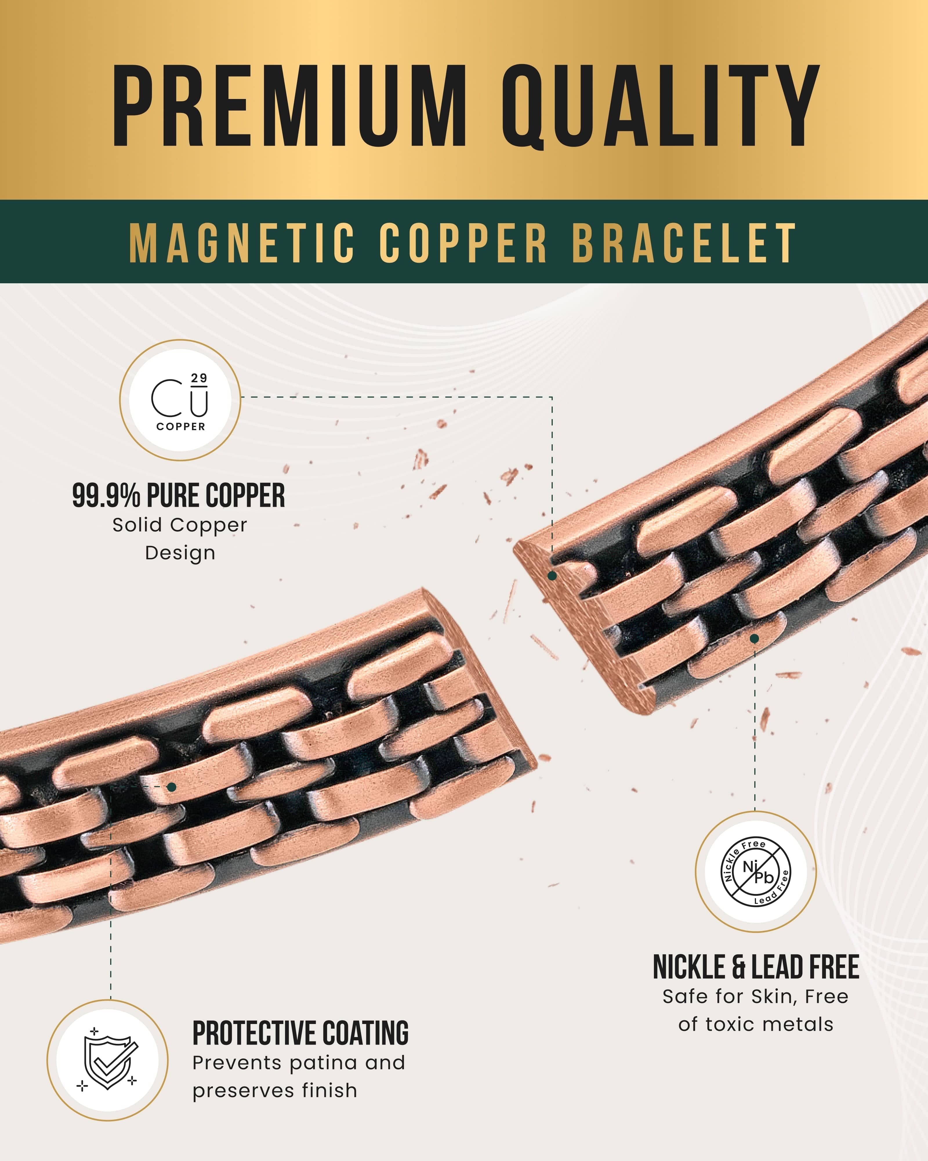 Link Chain Inlay Copper Cuff Magnetic Therapy Bracelet for Men & Women - Image 5