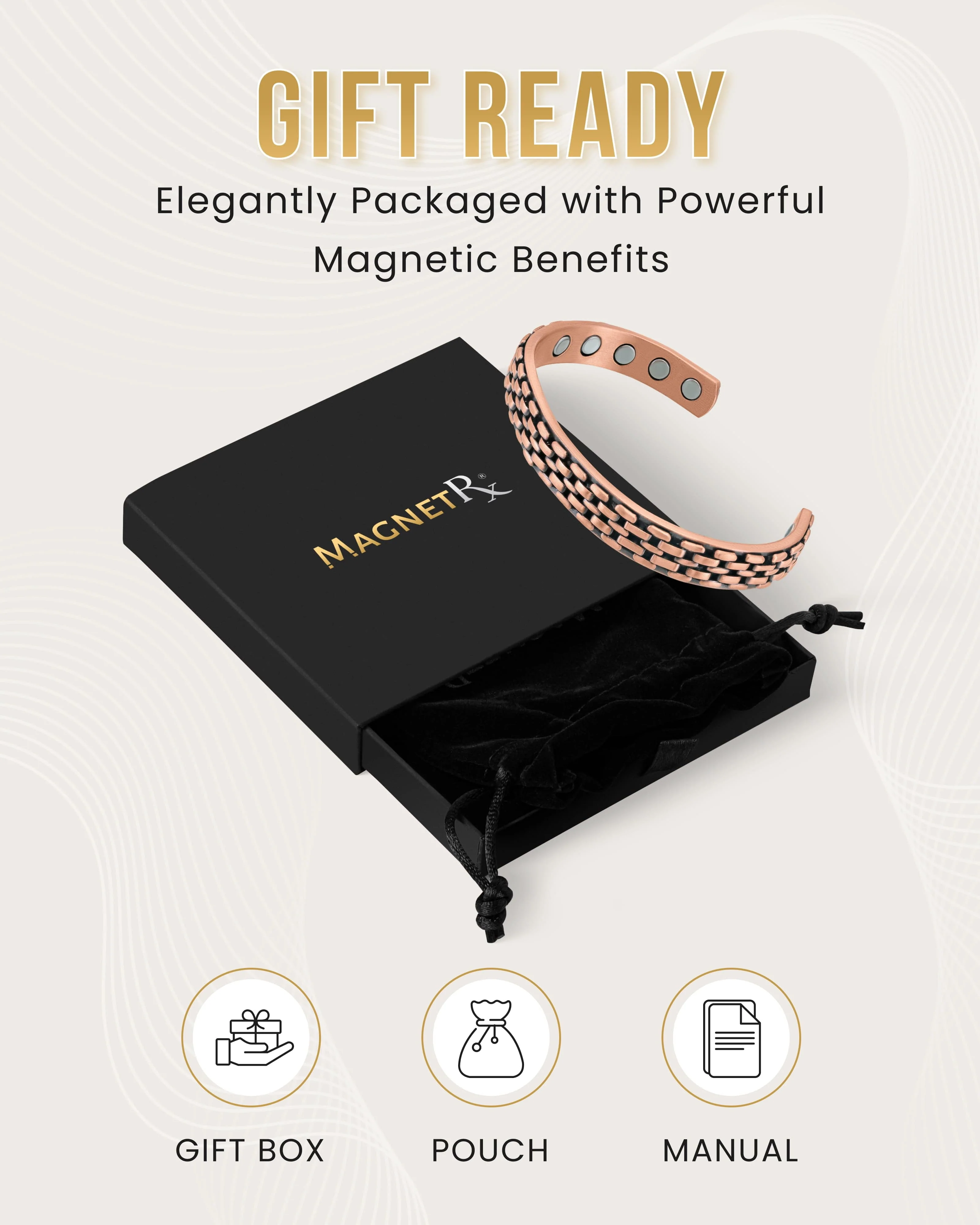 Link Chain Inlay Copper Cuff Magnetic Therapy Bracelet for Men & Women - Image 8