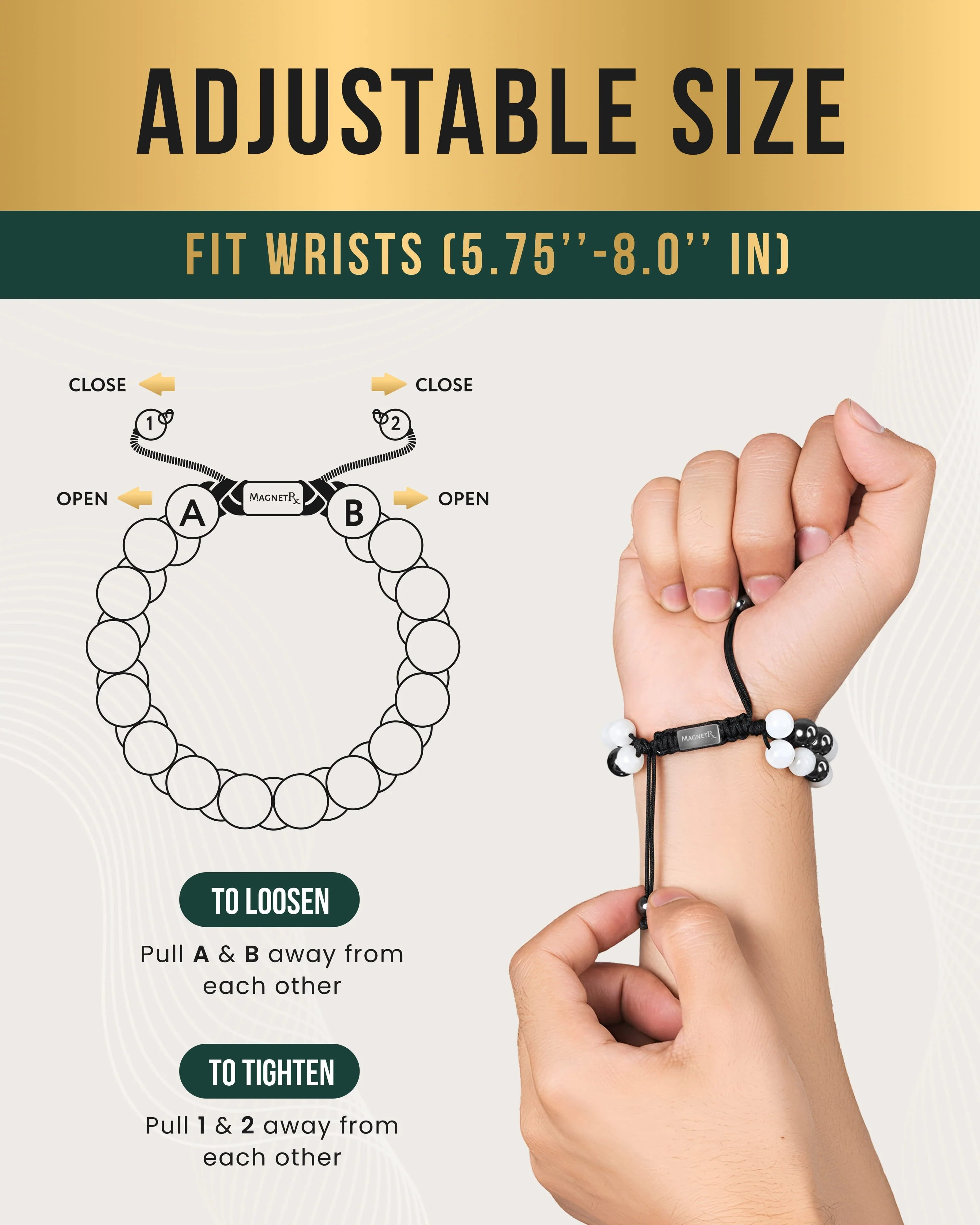 Magnetic Hematite & Moonstone Beaded Bracelet for Women - Image 5