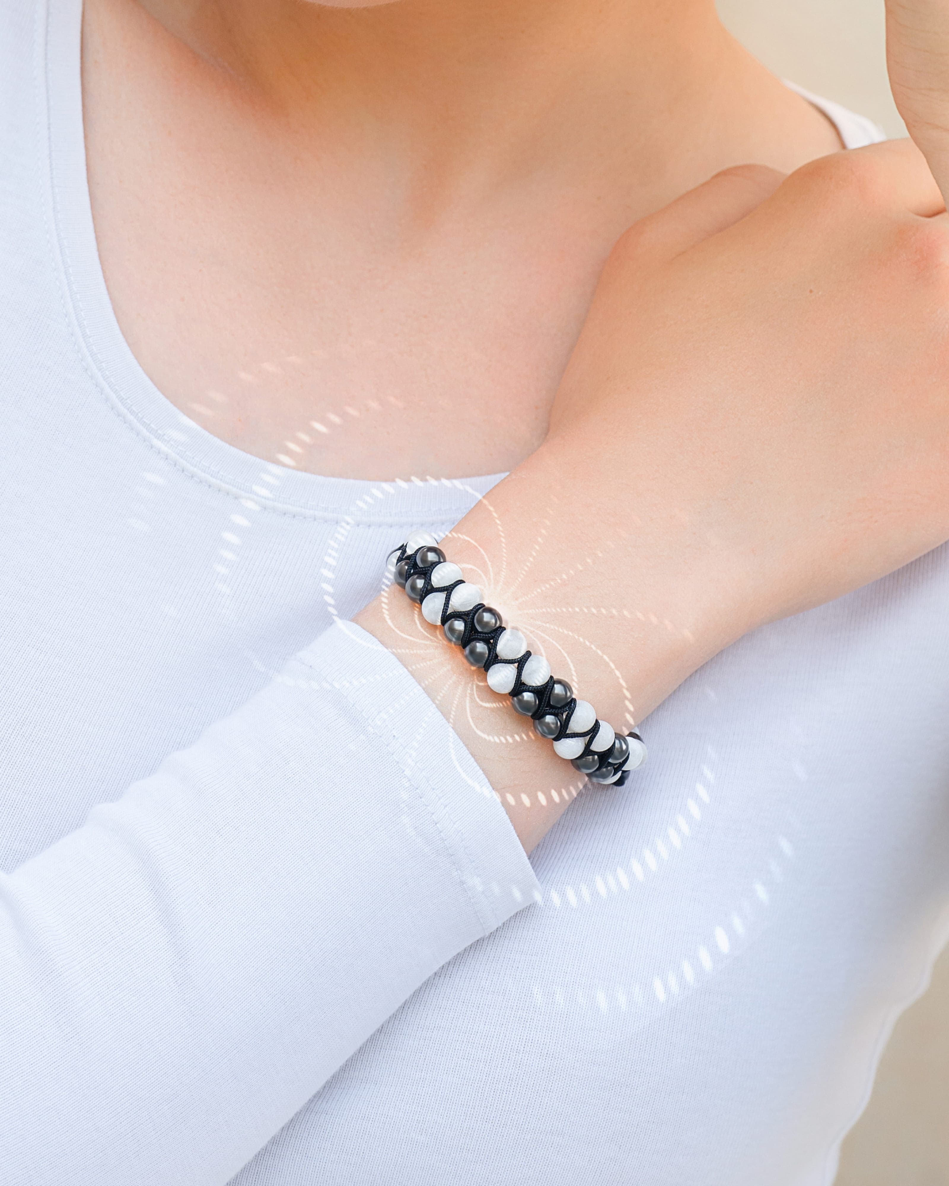 Magnetic Hematite & Moonstone Beaded Bracelet for Women - Image 9