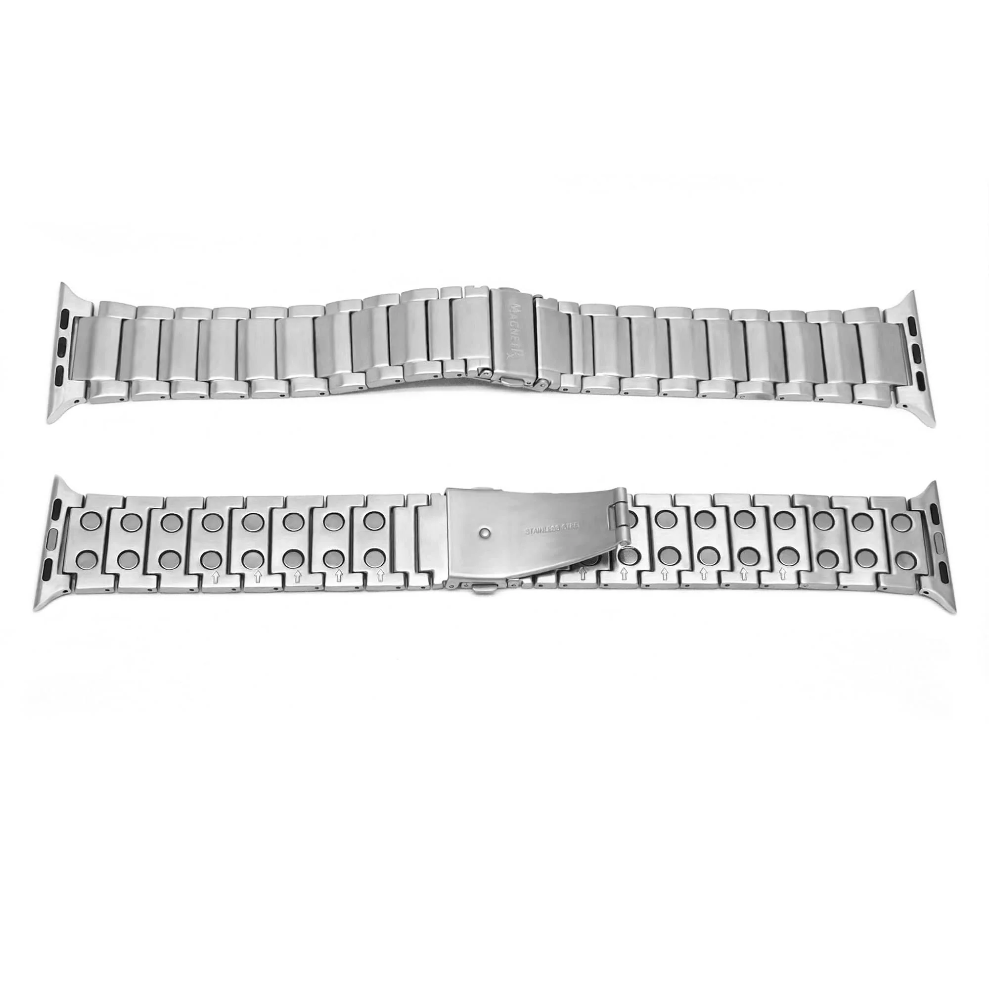 Magnetic Therapy Apple Watch Band Silver Stainless Steel - Image 11