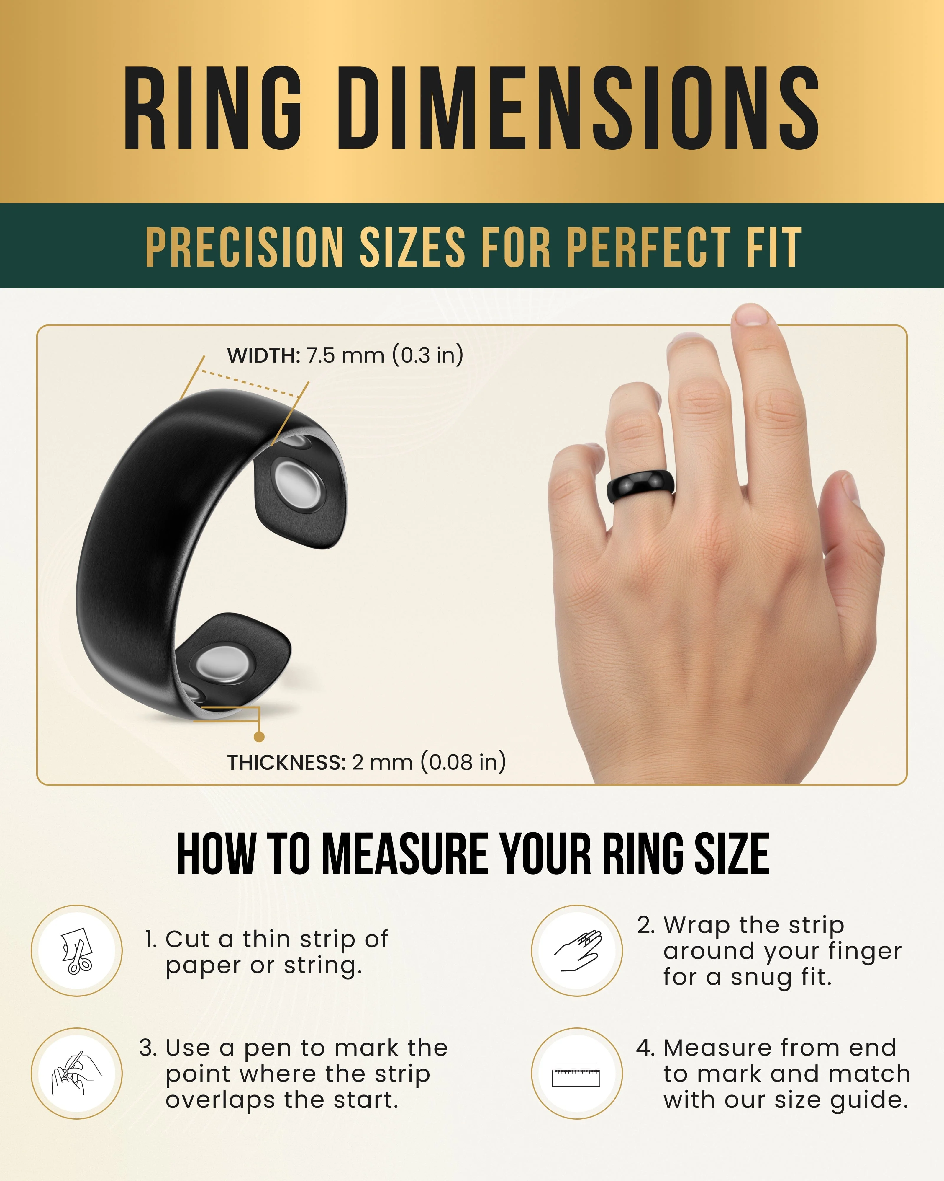 Magnetic Therapy Ring (Brushed Black) - Image 4