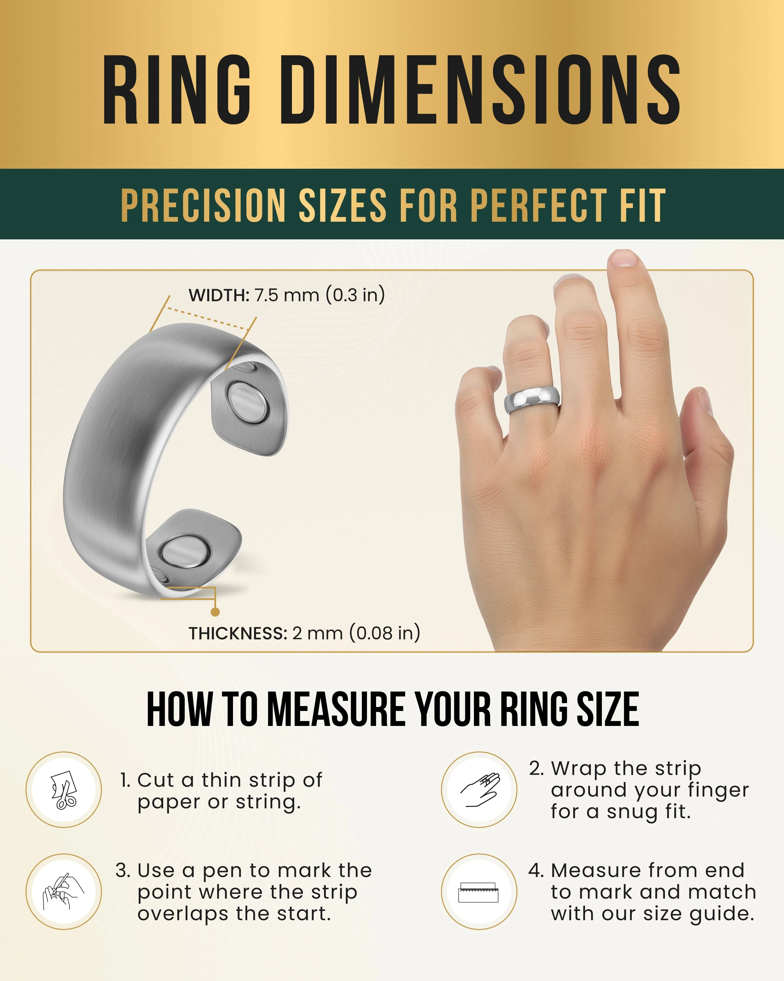 Magnetic Therapy Ring (Brushed Silver) - Image 5