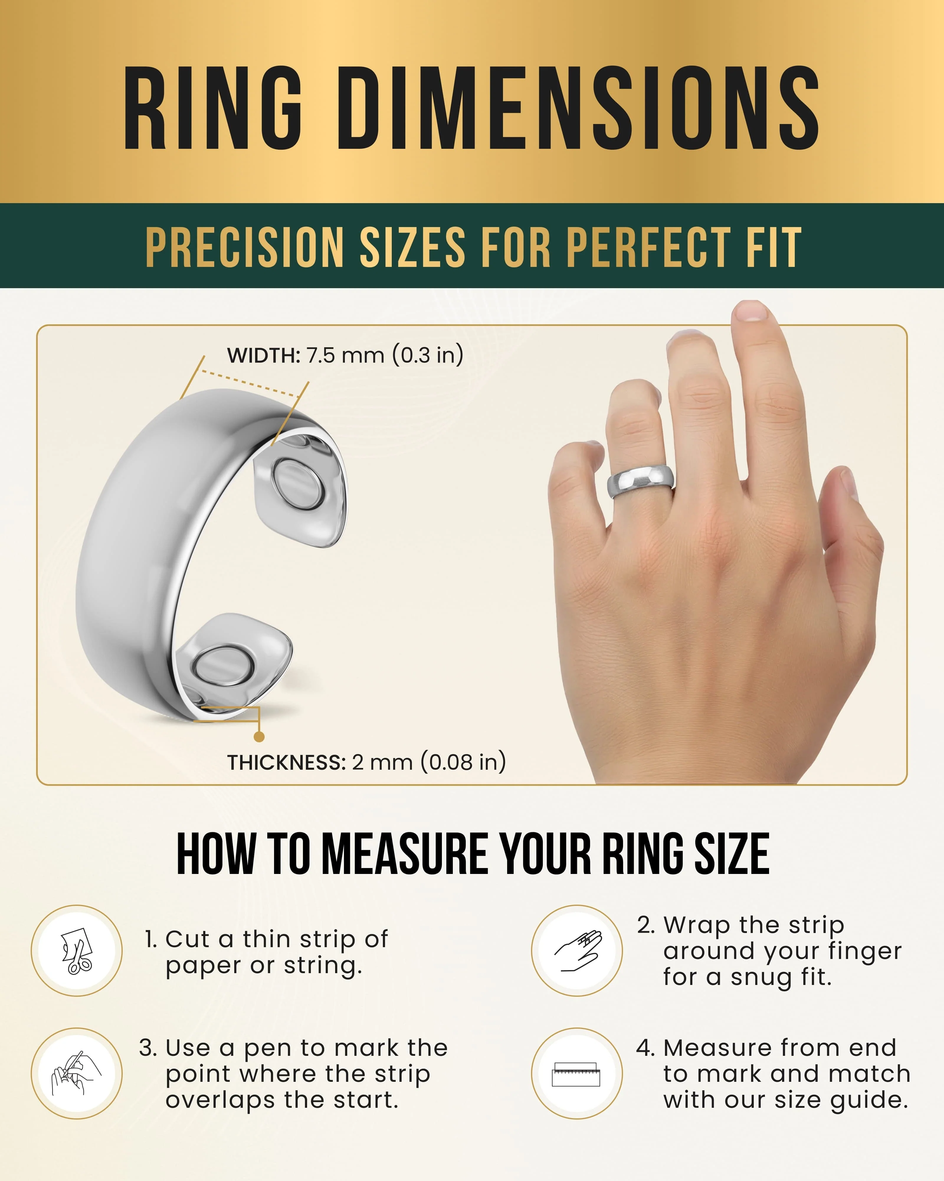 Magnetic Therapy Ring (Polished Silver) - Image 4