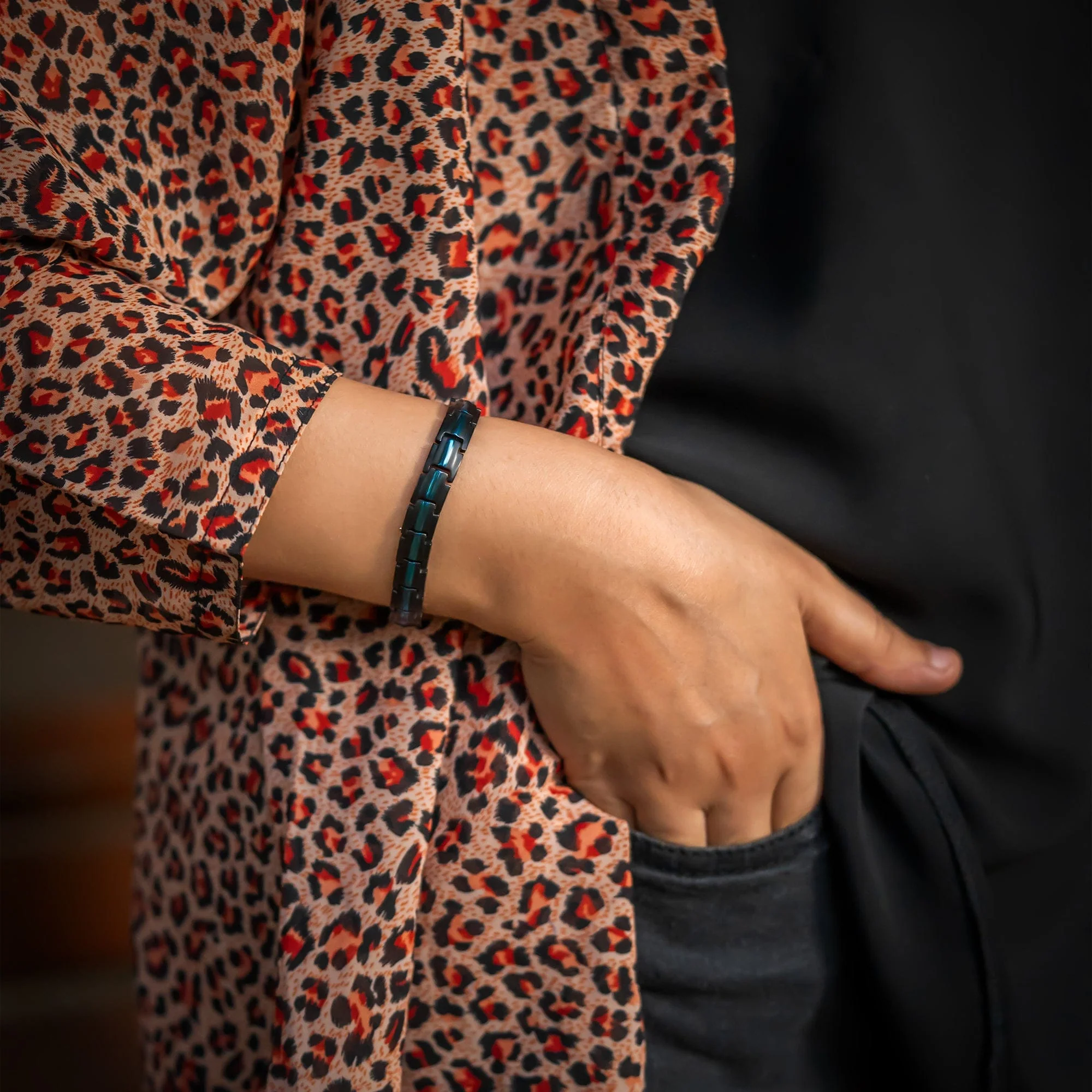 Magnetic Therapy Thin Blue Line Bracelet for Women - Image 2