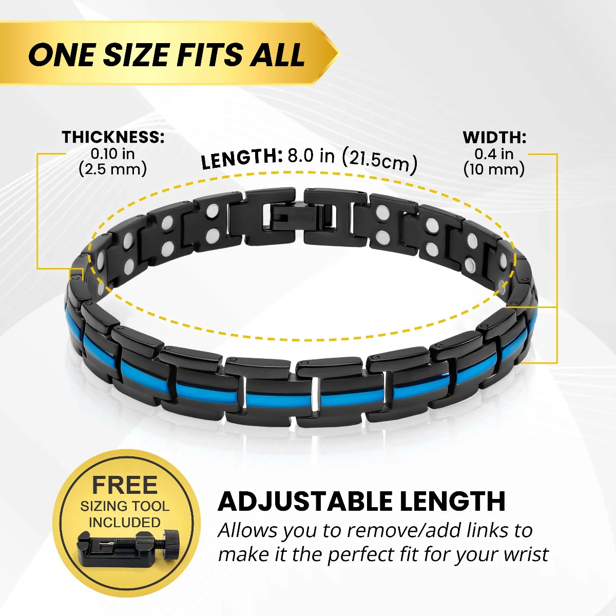 Magnetic Therapy Thin Blue Line Bracelet for Women - Image 4