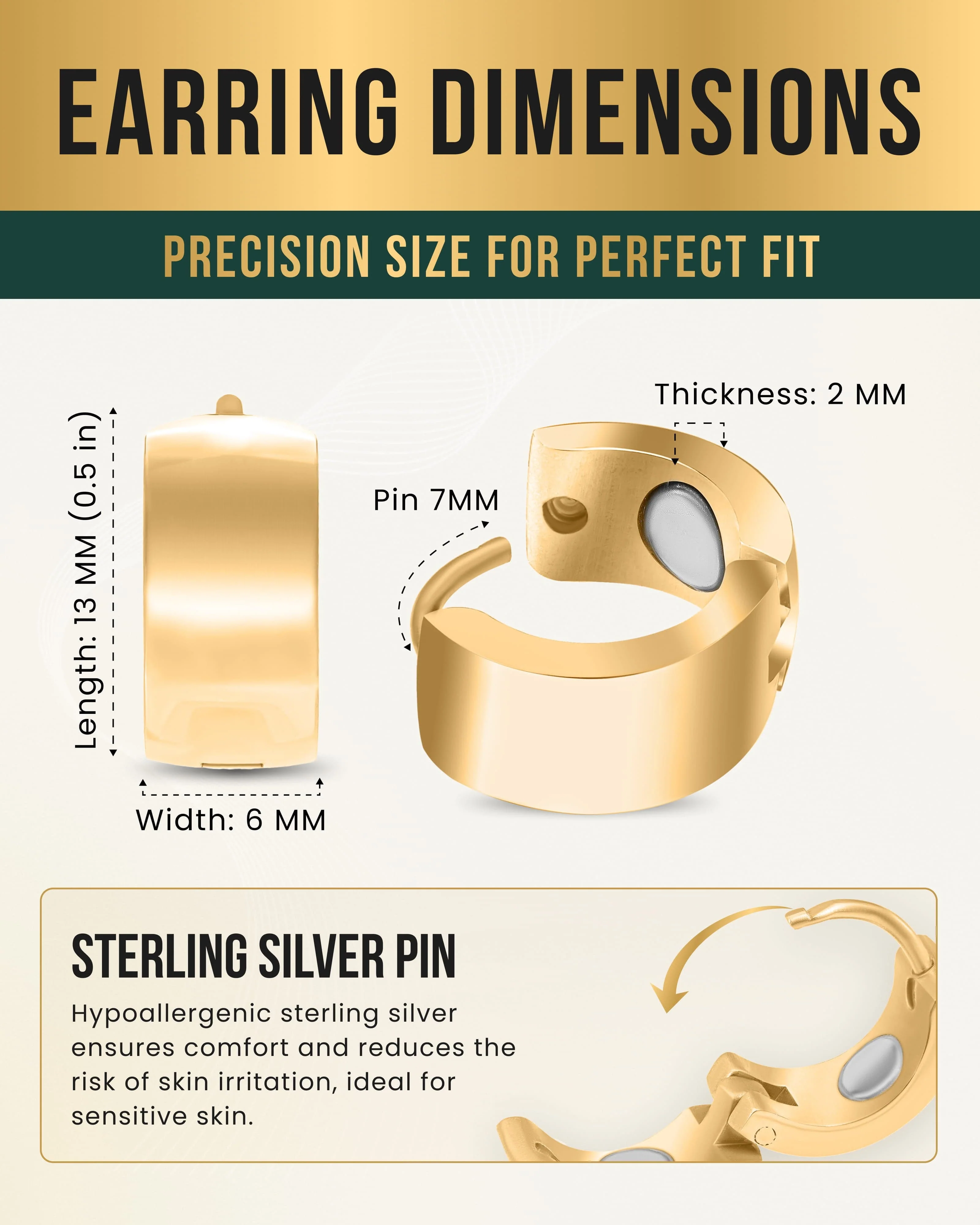 Polished Magnetic Therapy Earrings for Women (Gold) - Image 4