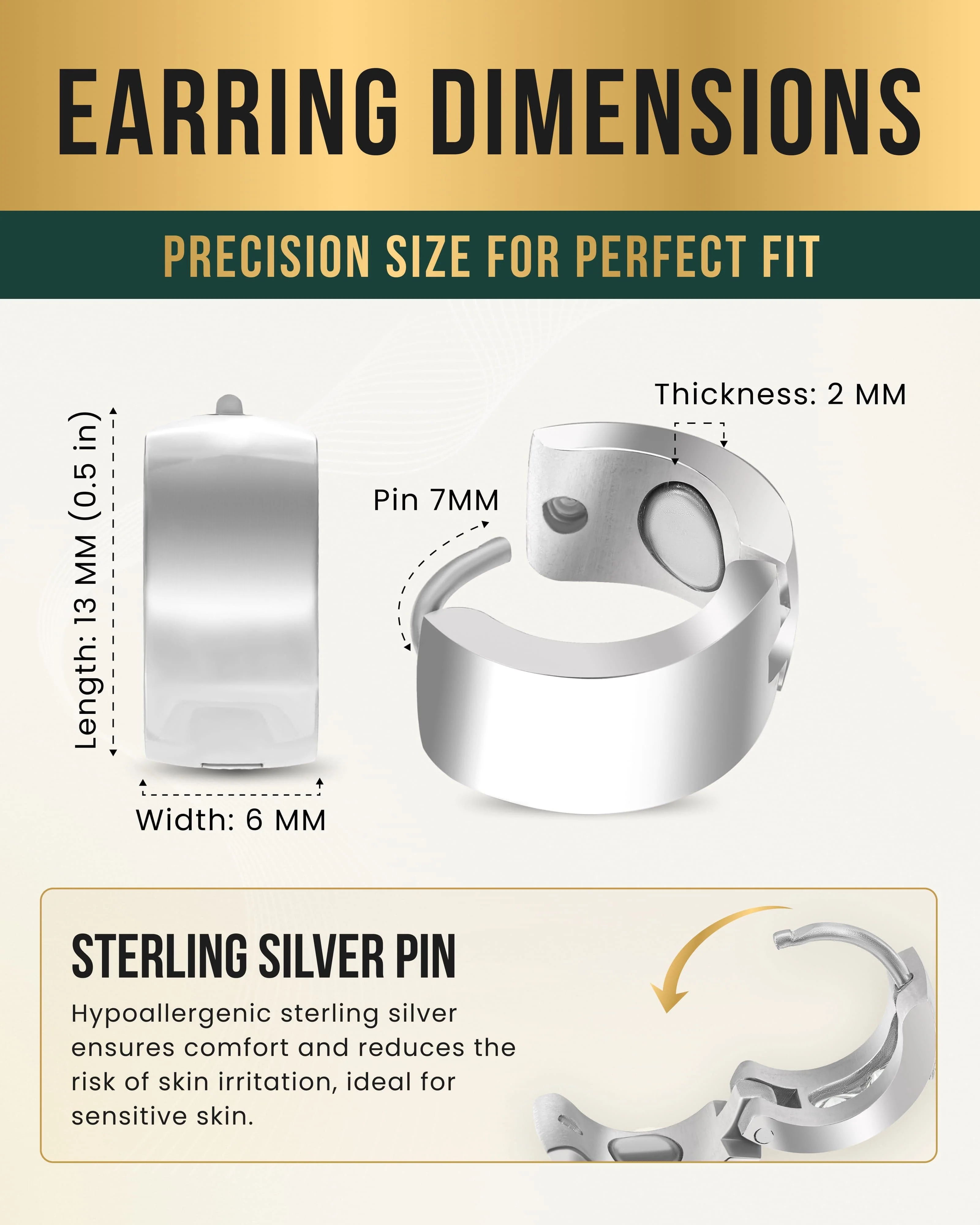 Polished Magnetic Therapy Earrings for Women (Silver) - Image 4
