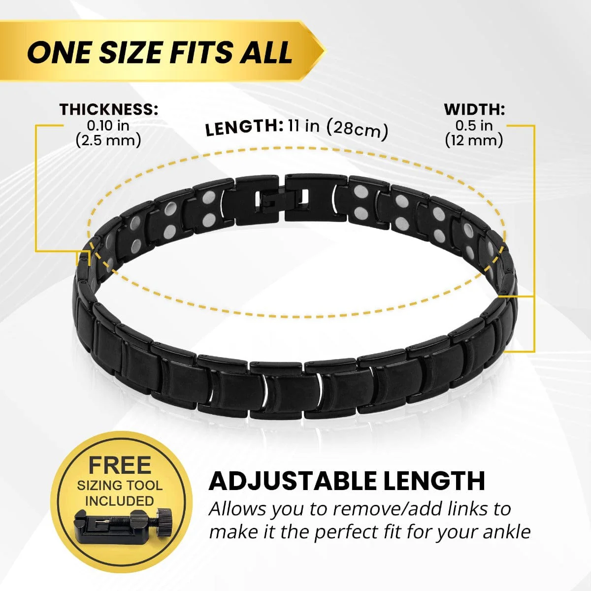 Ultra Strength Titanium Magnetic Therapy Anklet for Men (Black) - Image 4
