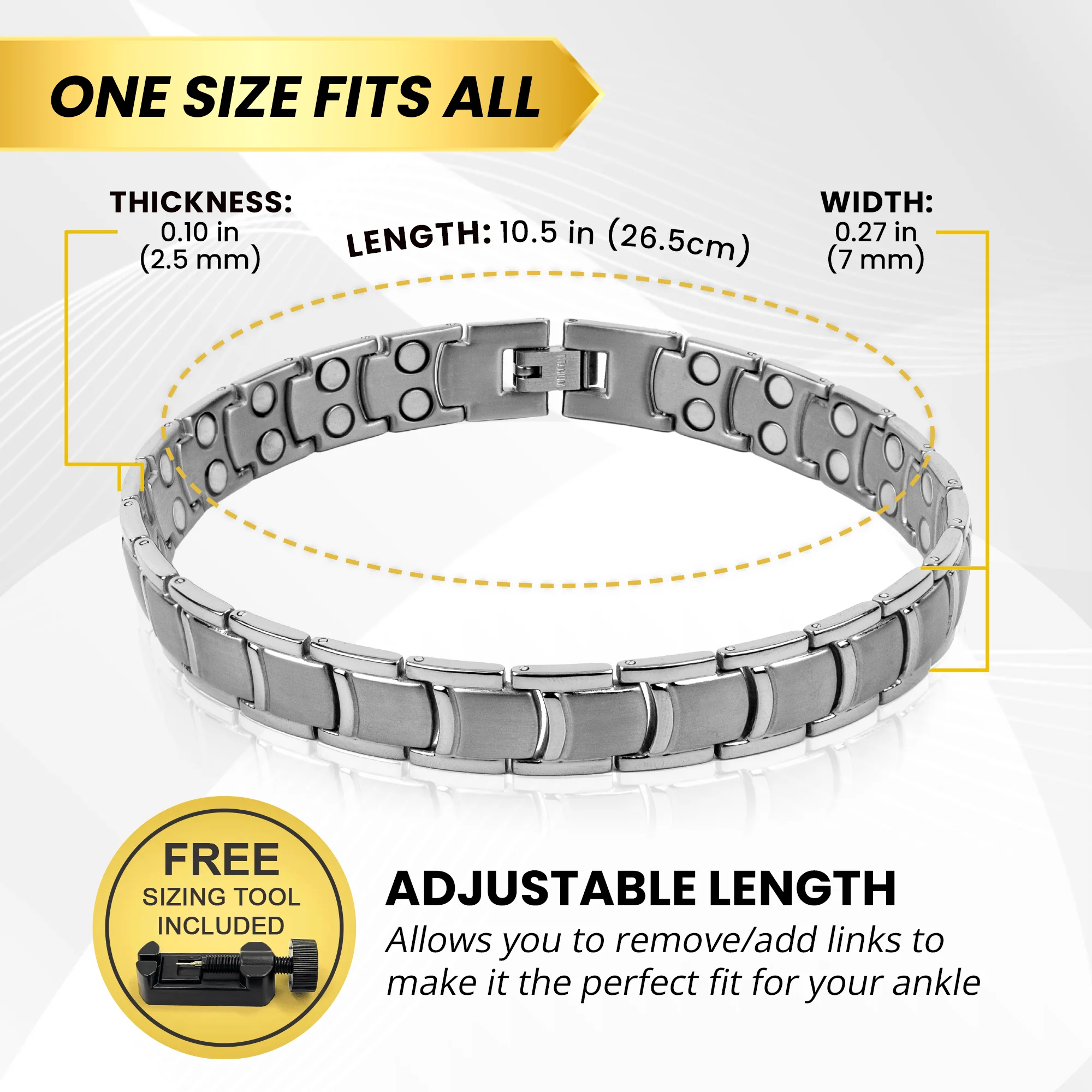 Ultra Strength Titanium Magnetic Therapy Anklet for Men (Silver) - Image 5