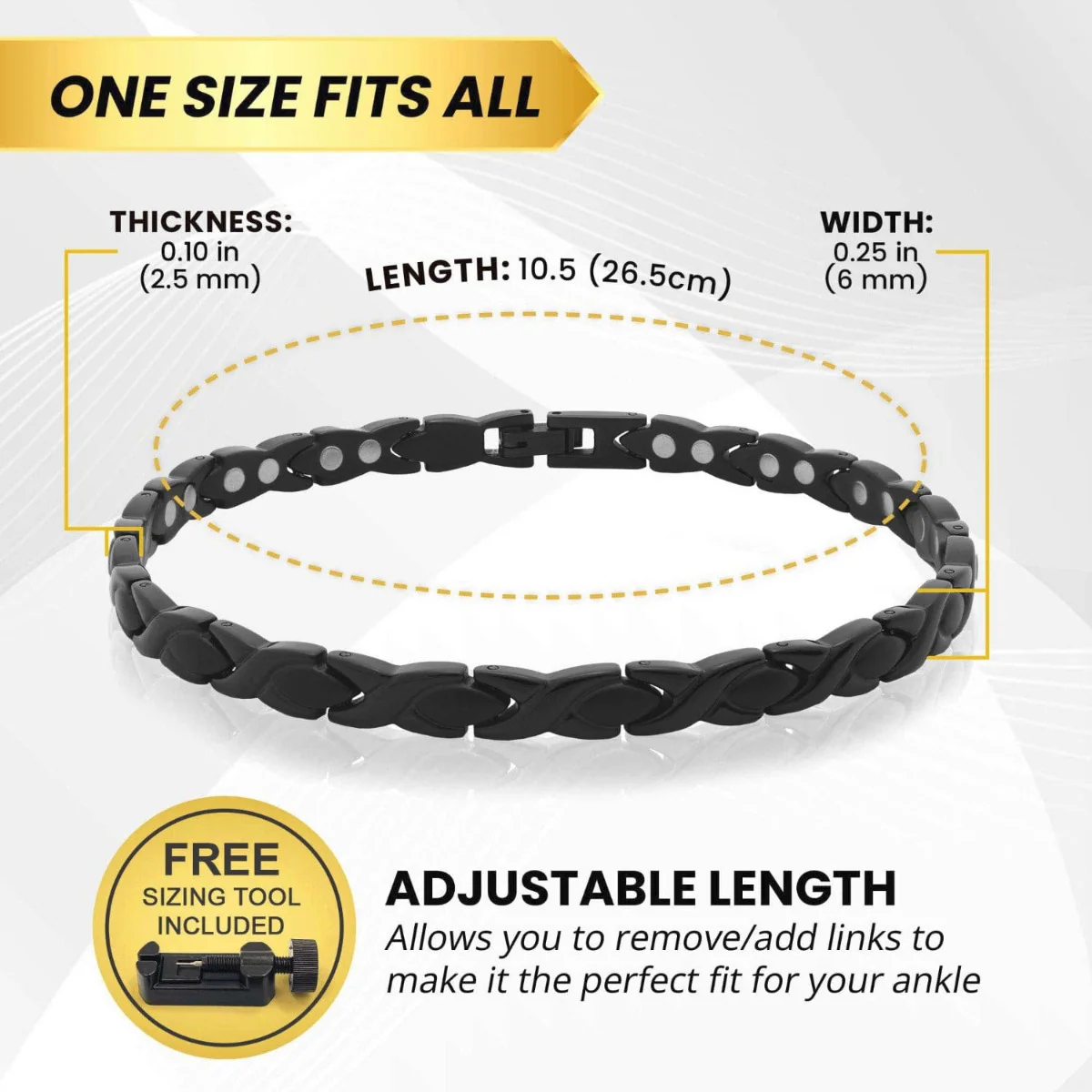 Ultra Strength Titanium Magnetic Therapy Anklet for Women (Black) - Image 5