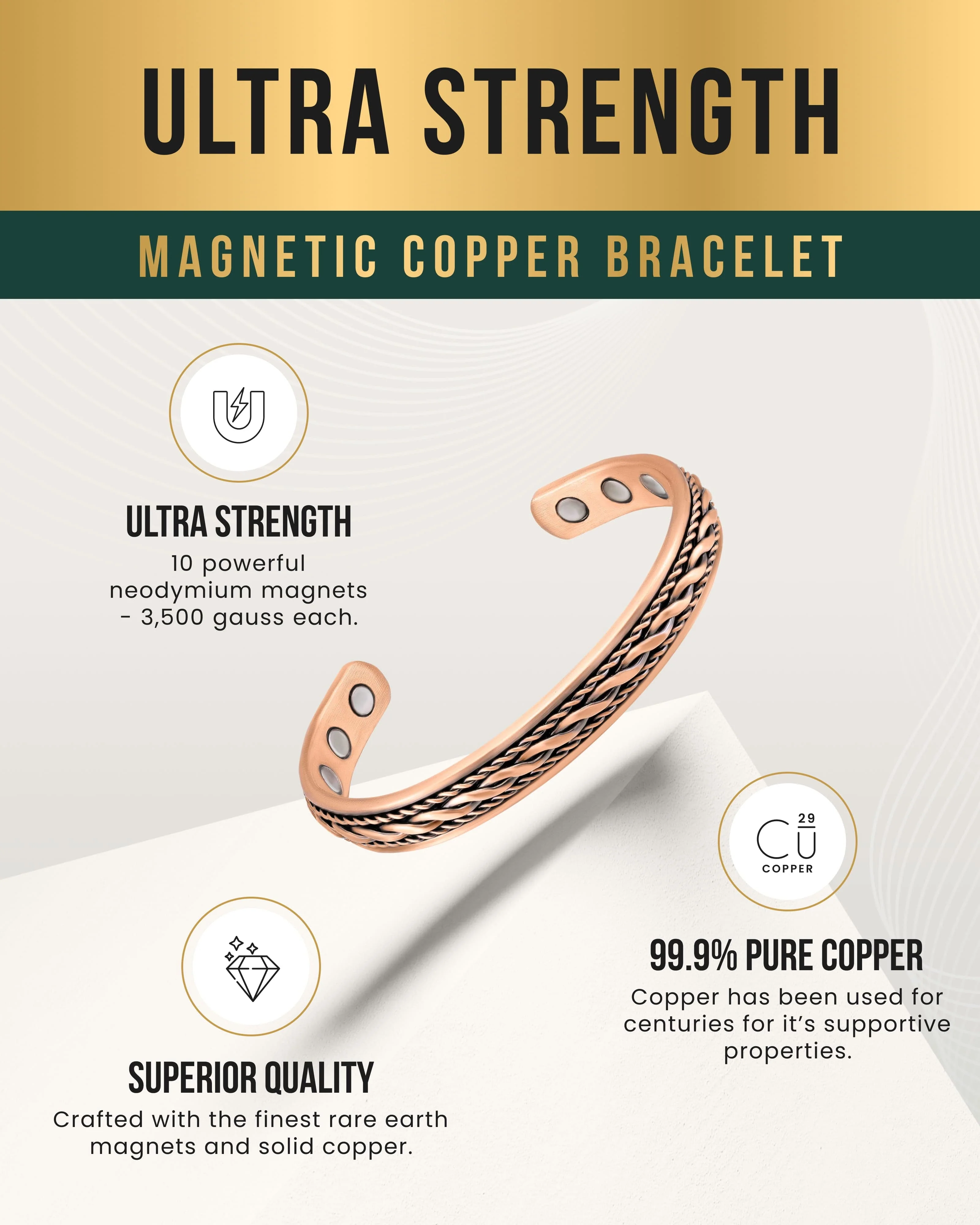 Women’s Inlay Copper Wire Magnetic Therapy Bracelet Bangle - Image 4