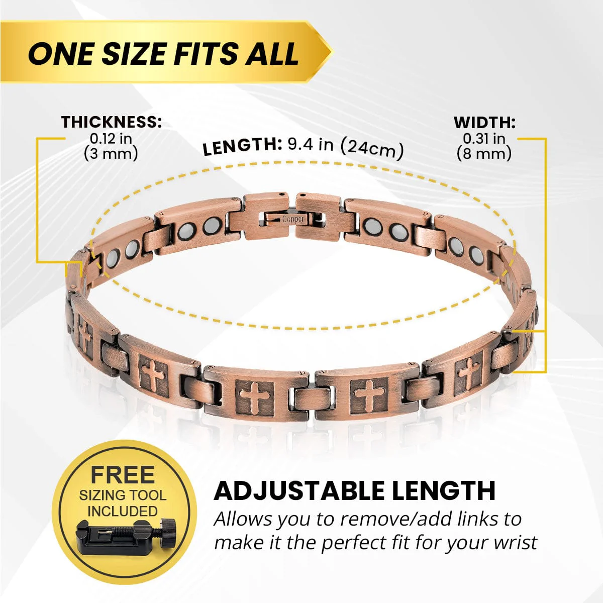 Women’s Ultra Strength Pure Copper Magnetic Bracelet (Cross) - Image 5