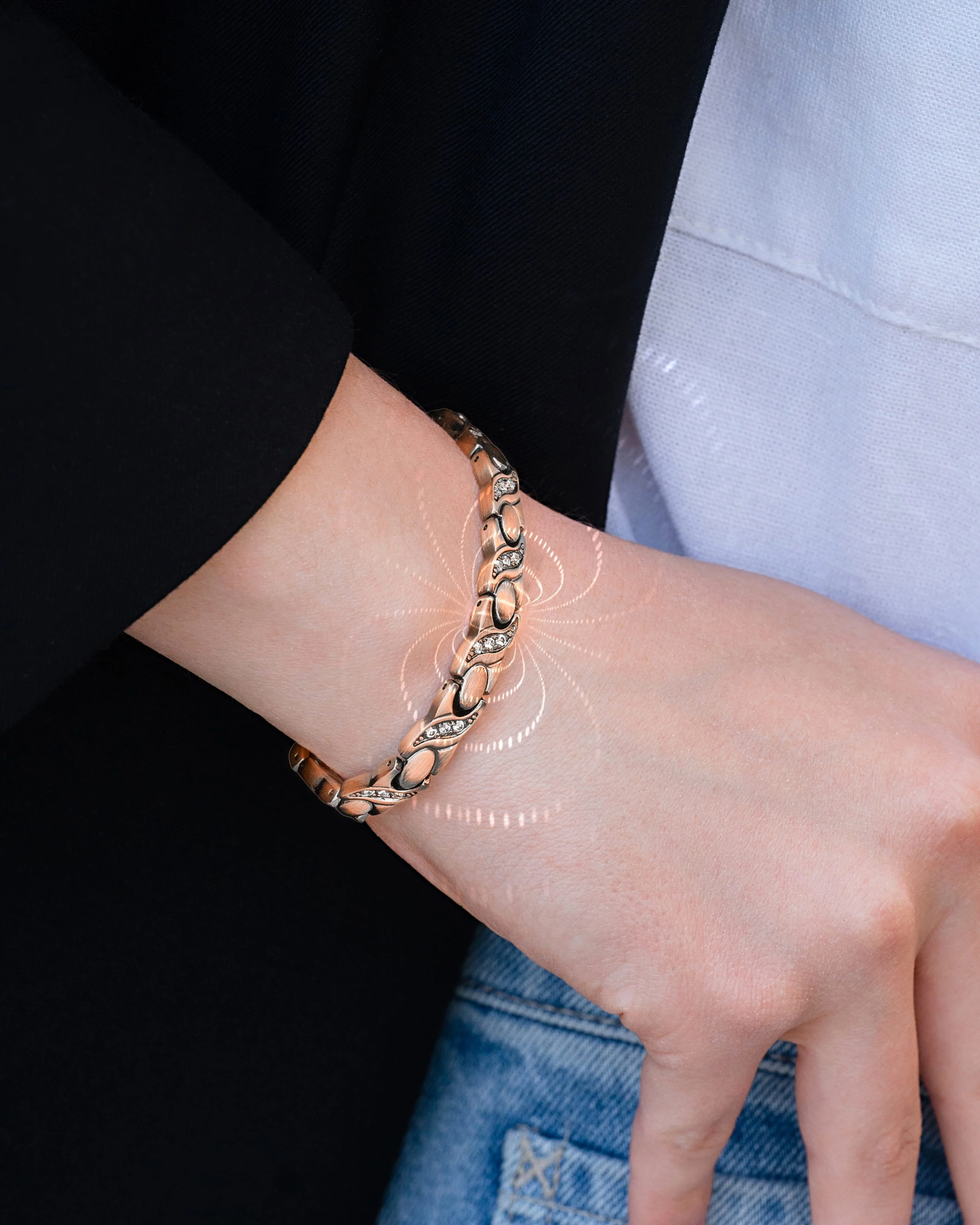 Women’s Ultra Strength Pure Copper Magnetic Bracelet (Crystal XO) - Image 9