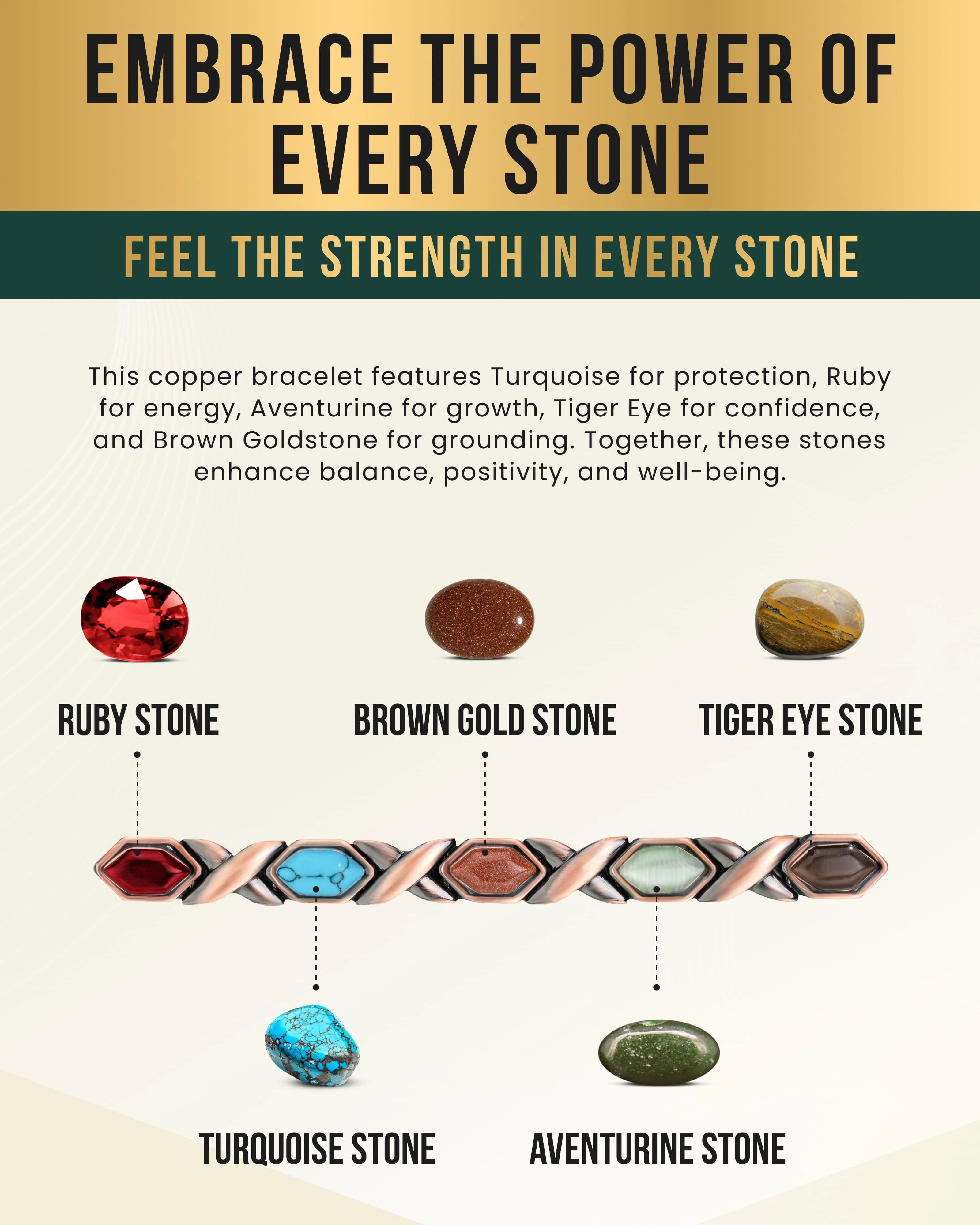Women's Ultra Strength Pure Copper Magnetic Bracelet (Mixed Stones) - Image 5